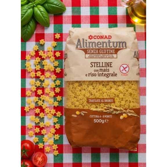 Alimentum Stelline Senza Glutine – gluténmentes csillagtészta kukoricából és barna rizsből – 500 g Alimentum Stelline Senza Glutine – gluténmentes csillagtészta kukoricából és barna rizsből – 500 g