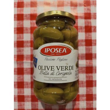   Iposea Olive Verdi Bella di Cerignola – Óriás Zöld Olívabogyó sós lében Netto 330g 