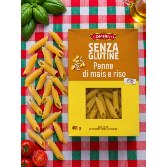 Combino Senza Glutine Penne di Mais e Riso – gluténmentes kukorica- és rizstészta – 400 g Combino Senza Glutine Penne di Mais e Riso – gluténmentes kukorica- és rizstészta – 400 g