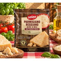   Selex Parmigiano Reggiano DOP – Frissen reszelt olasz parmezán sajt, 90 g
