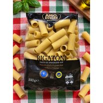   Amo Essere Eccellente Rigatoni di Gragnano IGP – bronzformán húzott bordázott csőtészta – 500 g