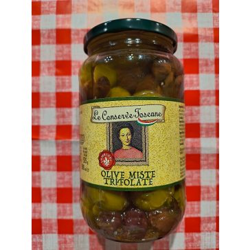   Le Conserve Toscane Olive Miste Trifolate – Fűszerezett Vegyes Olívabogyó nettó 330g