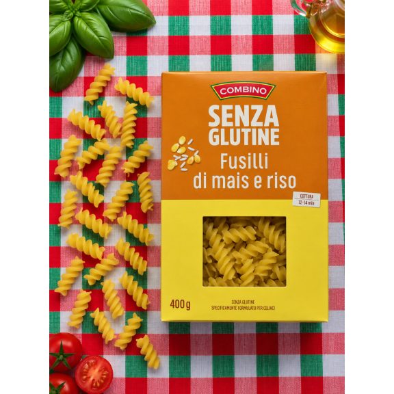 Combino Senza Glutine Fusilli di Mais e Riso – gluténmentes kukorica- és rizstészta – 400 g Combino Senza Glutine Fusilli di Mais e Riso – gluténmentes kukorica- és rizstészta – 400 g